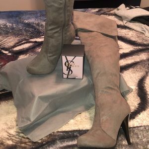Man made suede over the knee boot.